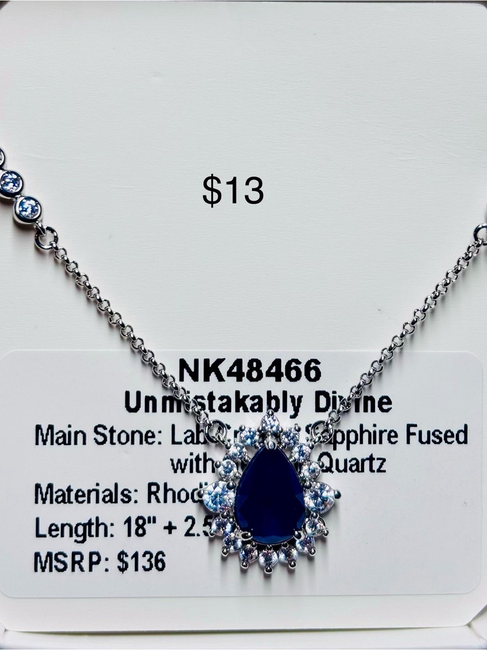 Unmistakably Divine Navy Teardrop Necklace